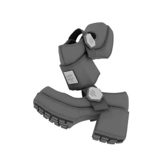 3D модель массивных туфель Мэри Джейн на платформе с толстой подошвой, блочным каблуком и декоративной пряжкой, представленна