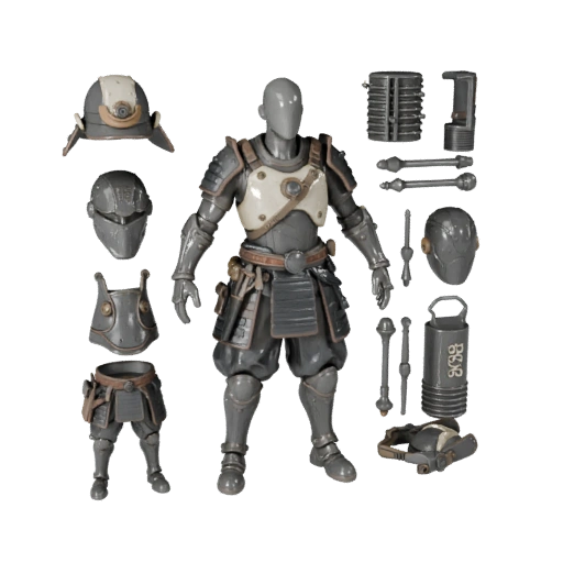 Киберпанк бронированный самурай модель персонажа - с ригом