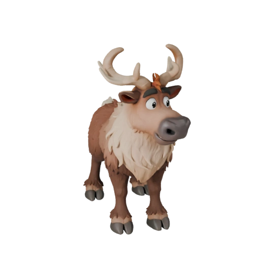 Мультяшный Северный олень 3D модель - Стилизованный ассет для анимации | PBR