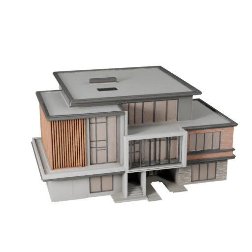 Высокополигональная современная модель дома для Архитектурной визуализации