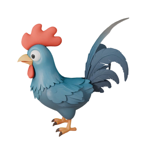 Мультяшный петух 3D модель - Стилизованный ассет для анимации | PBR