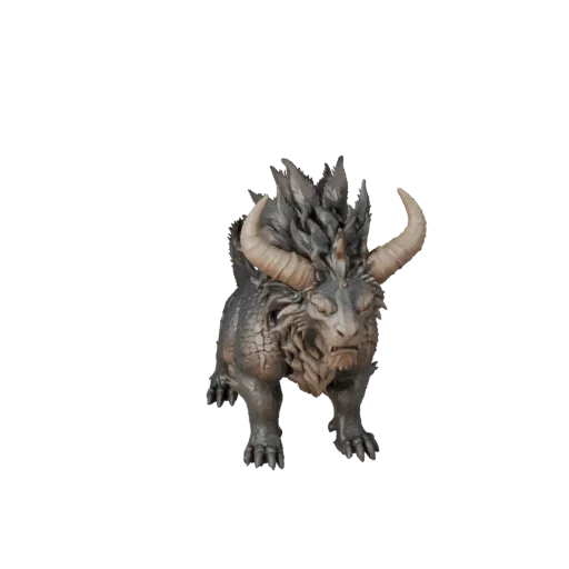 3D модель Минотавра, вид сбоку игровой камеры, готовый для Unity ассет животного со смешением фэнтезийной анатомии, героическ