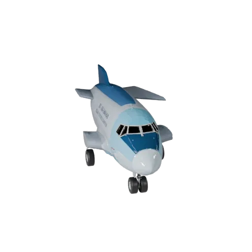 Высокополигональная 3D-модель грузового самолета, студийный вид крупным планом, детализированный ассет транспортного средства
