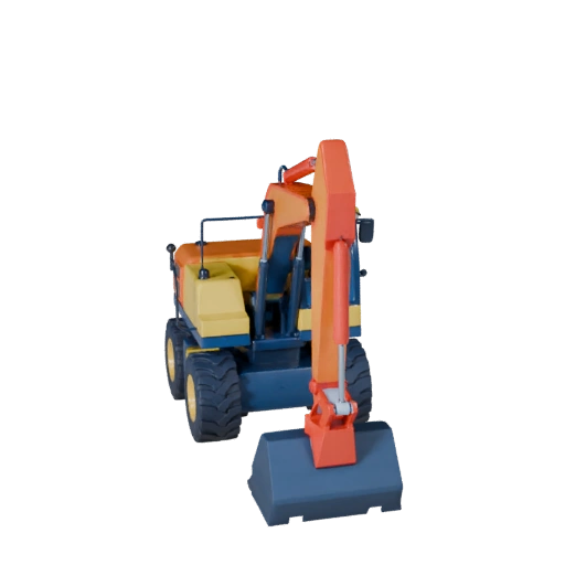 Cartoon Backhoe Loader 3D Model for Stylized Games