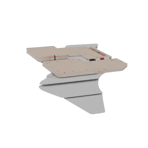 3D-модель тренировочного планшета для инъекций для медсестер, вид сбоку, рендер технического видового экрана, показывающий де