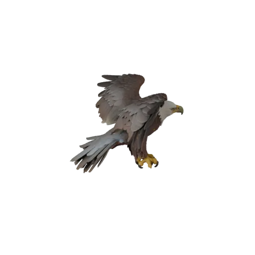 3D-модель белоголового орлана STL, изометрический вид, готовая к печати фигурка животного с профилем клюва, сложным оперением