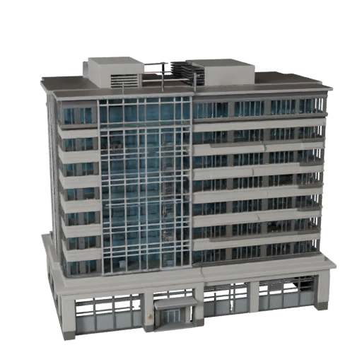 Low Poly Low Rise Office Building 3D Model for Games & VR