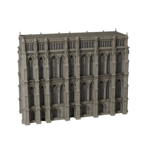 Низкополигональный готический фасад 3D модель для игрового ассета в реальном времени