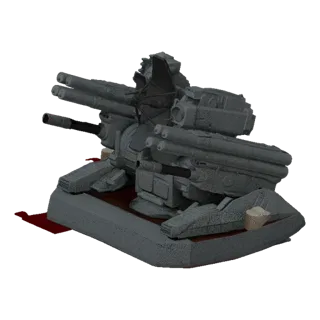 3D модель современного зенитно-ракетного комплекса с пусковыми установками и радаром на темном фоне.