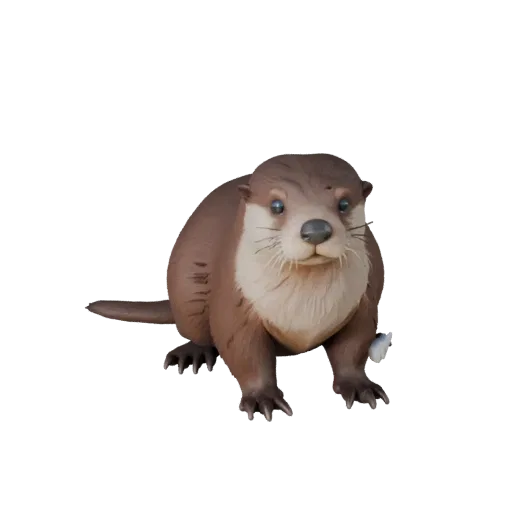 Высокополигональная 3D-модель выдры STL, изометрический вид, готовая к печати фигурка животного с четкой анатомией, естествен