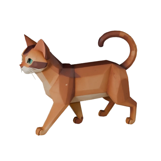 Низкополигональная 3D модель абиссинской кошки - игровой ассет Unity с FBX