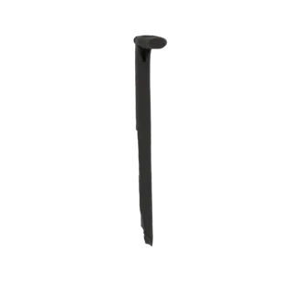 3D модель темно-серого гвоздя с выраженной овальной головкой, стоящего вертикально на белом фоне.
