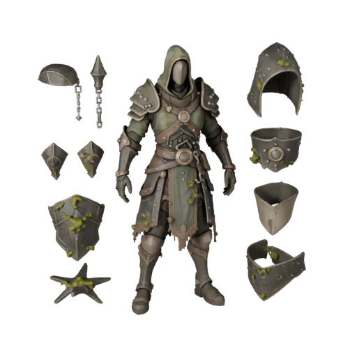 Фэнтези Бронированный NPC Воин Персонаж Модель - с ригом