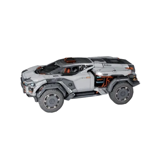 3D-модель грузовика Sci Fi, вид в студии в три четверти, готовый для Blender актив транспортного средства с футуристическими