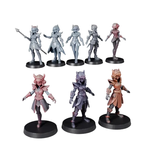 Виниловая фэнтезийная фигурка STL — предварительный просмотр печатаемой 3D-модели, показывающий позу под углом три четверти