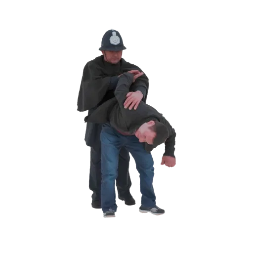 3D модель викторианского полицейского в форме, арестовывающего подозреваемого