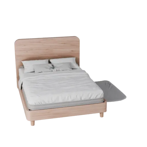 3D модель кровати Queen Size Платформа для визуализации продукта, спальня, студийный рендер продукта в трех четвертях, детали