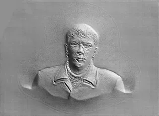3D модель барельефа Дональда Трампа в пиджаке, вид спереди