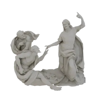 3D-модель Иисуса Христа, призывающего Петра и Андрея, которые с преданностью смотрят на него.