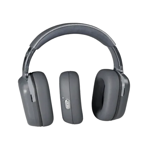 Модульная 3D-модель Retro Earbuds, изометрический вид модульного комплекта, показывающий мягкие амбушюры, носимый масштаб.