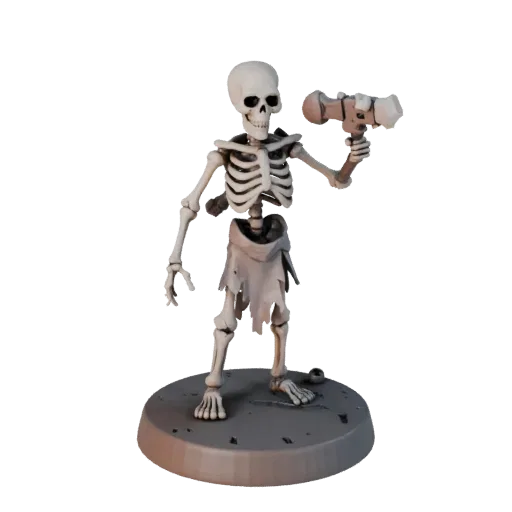 Миниатюра Нежить Скелет GLB viewer 3D модель превью, показывающая силуэт, вид в три четверти, позу и детали смолы