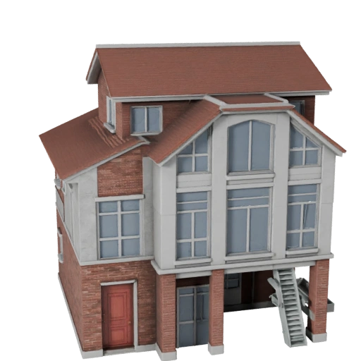 Modello 3D di Villetta a Schiera per Unity - Asset di Gioco per Architettura