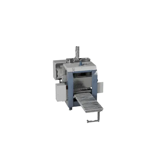 Инспекционная упаковочная машина Реалистичная 3D-модель, студийный рендер в трех четвертях, показывающий окрашенную сталь, ра
