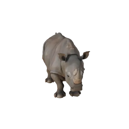 Реалистичная 3D-модель черного носорога, вид сбоку, рендер дикой природы, готовый к анимации ассет животного с четкой анатоми