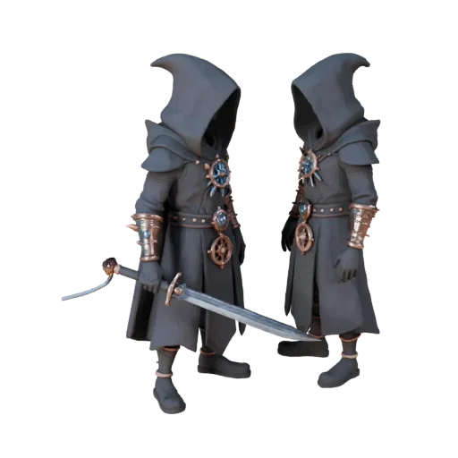 3D персонаж Культист ВРАГ из Dark Fantasy Assault, вид в окне движка, стилизованный ассет в позе стоя с PBR