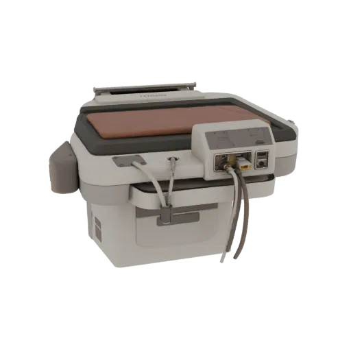 Высокополигональная 3D-модель тренажера для хирургических операций, студийный рендер крупным планом, показывающий нейтральный