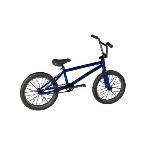 Низкополигональная 3D-модель BMX-велосипеда, вид из игрового окна в трех четвертях, низкополигональный ассет транспортного ср