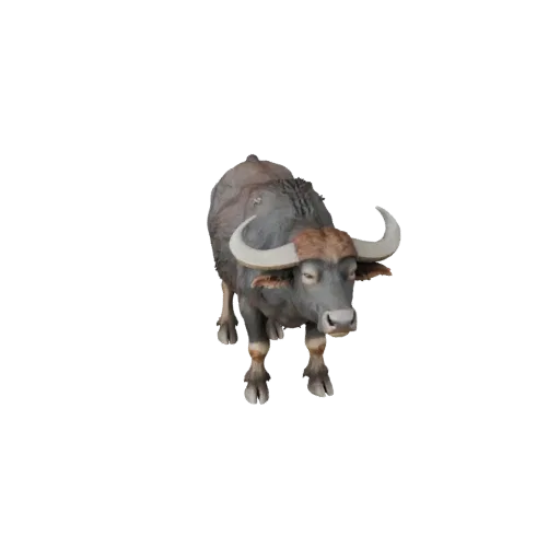 3D модель Водяного Буйвола, вид сбоку игровой камеры, готовый к использованию в Unity ассет животного с направлением шерсти,