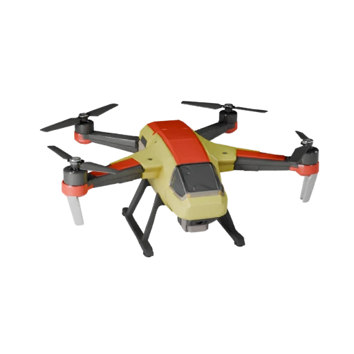 Мультяшный квадрокоптер дрон 3D модель для стилизованных игр