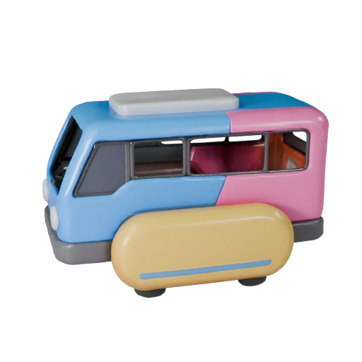 3D модель автобуса на воздушной подушке - стилизованный низкополигональный игровой ассет