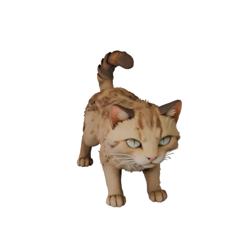 Высокополигональная 3D-модель сибирской кошки STL, изометрический вид, готовая к печати фигурка животного с подушечками усов,