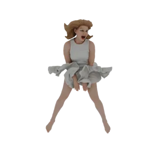 3D модель Мэрилин Монро в ее культовом белом платье из фильма "Семь лет зуда", с развевающимся вокруг нее платьем.