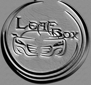 3D модель барельефа автомобиля "Leaf Box" в круглой рамке, вид спереди, рельефное изображение