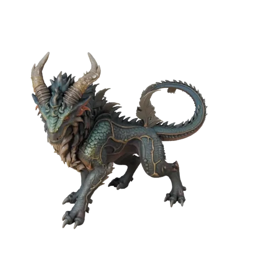 3D-модель Basilisk, рендер дикой природы в профиль, готовый для Blender ассет животного с магическими переходами поверхностей