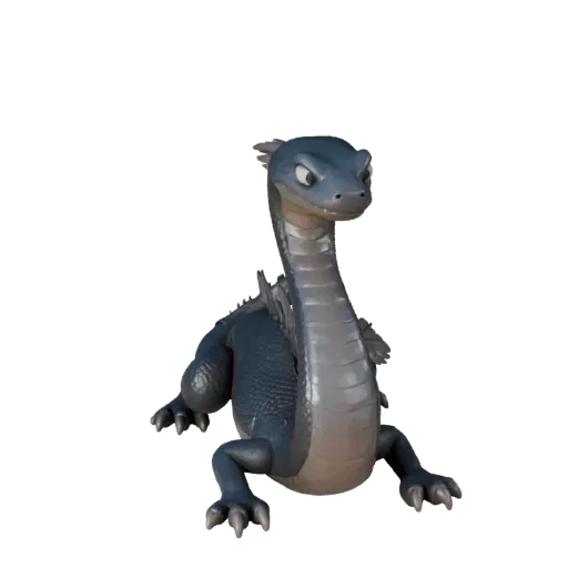 Мультяшная 3D-модель черной мамбы, рендер дикой природы в профиль, стилизованный ассет животного со складками кожи, формами г