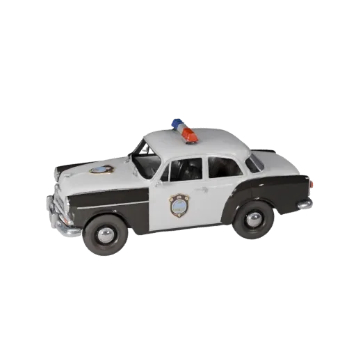 3D модель винтажной полицейской машины, вид в три четверти из игрового окна, готовый к использованию в Unity ассет транспортн