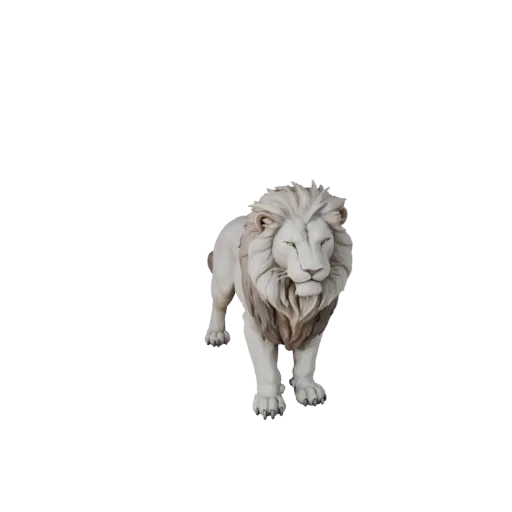 3D модель Белого Льва, вид сбоку игровой камеры, готовый для Unity ассет животного с кошачьей пластичностью позвоночника, под