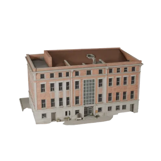 Средиземноморский дом 3D модель, готовая к Blender, вид рендера студии Blender, показывающий материалы жилого здания и архите