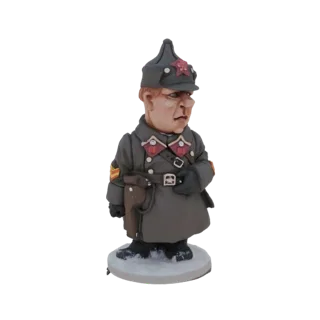 3D model of a Soviet military commander bobblehead figurine in uniform with a red star on its cap, standing on a snowy base.