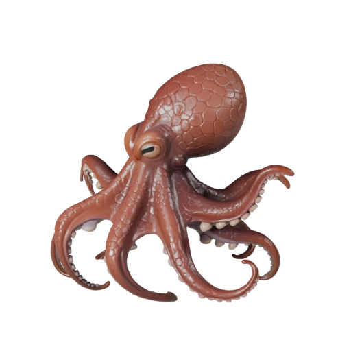 Мультяшный осьминог 3D модель - стилизованный ассет для анимации | PBR