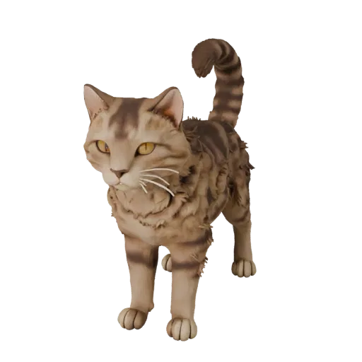 Высокополигональная 3D-модель кота STL, изометрический вид, готовая к печати фигурка животного с подушечками усов, скольжение