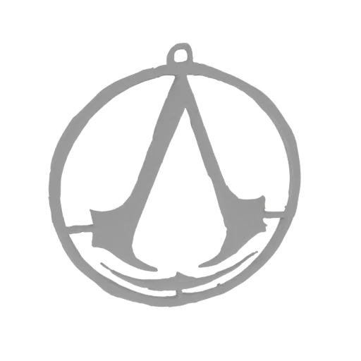 Рендер 3D модели логотипа Assassin's Creed, стилизованная голова орла в круге, представленная как кулон.