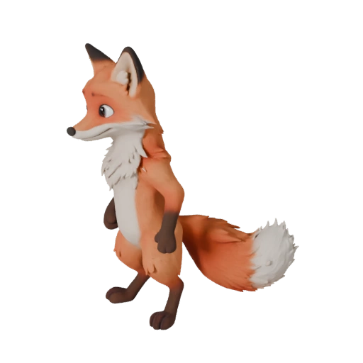 Мультяшная красная лиса 3D модель - Стилизованный ассет для анимации | PBR