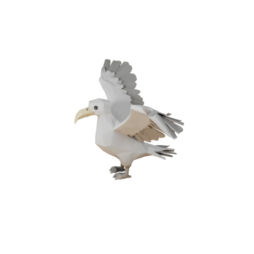 Низкополигональный альбатрос 3D модель - игровой ассет для Unity с FBX | PBR