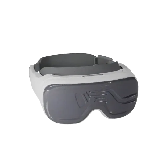 Стилизованная 3D-модель умных очков в медицинском стиле, стилизованный изометрический рендер, показывающий силикон, носимое п