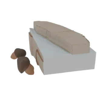 3D рендер глиняного пончика с шоколадной глазурью и цветной посыпкой, представленный на белой поверхности.